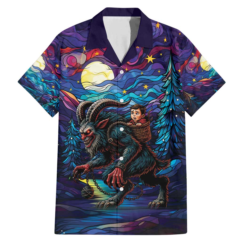 Stained Glass Krampus Family Matching Mermaid Dress and Hawaiian Shirt Gothic Christmas Myth - Wonder Print Shop
