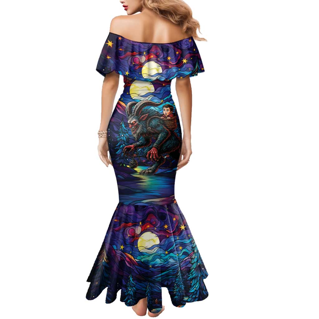 Stained Glass Krampus Family Matching Mermaid Dress and Hawaiian Shirt Gothic Christmas Myth - Wonder Print Shop