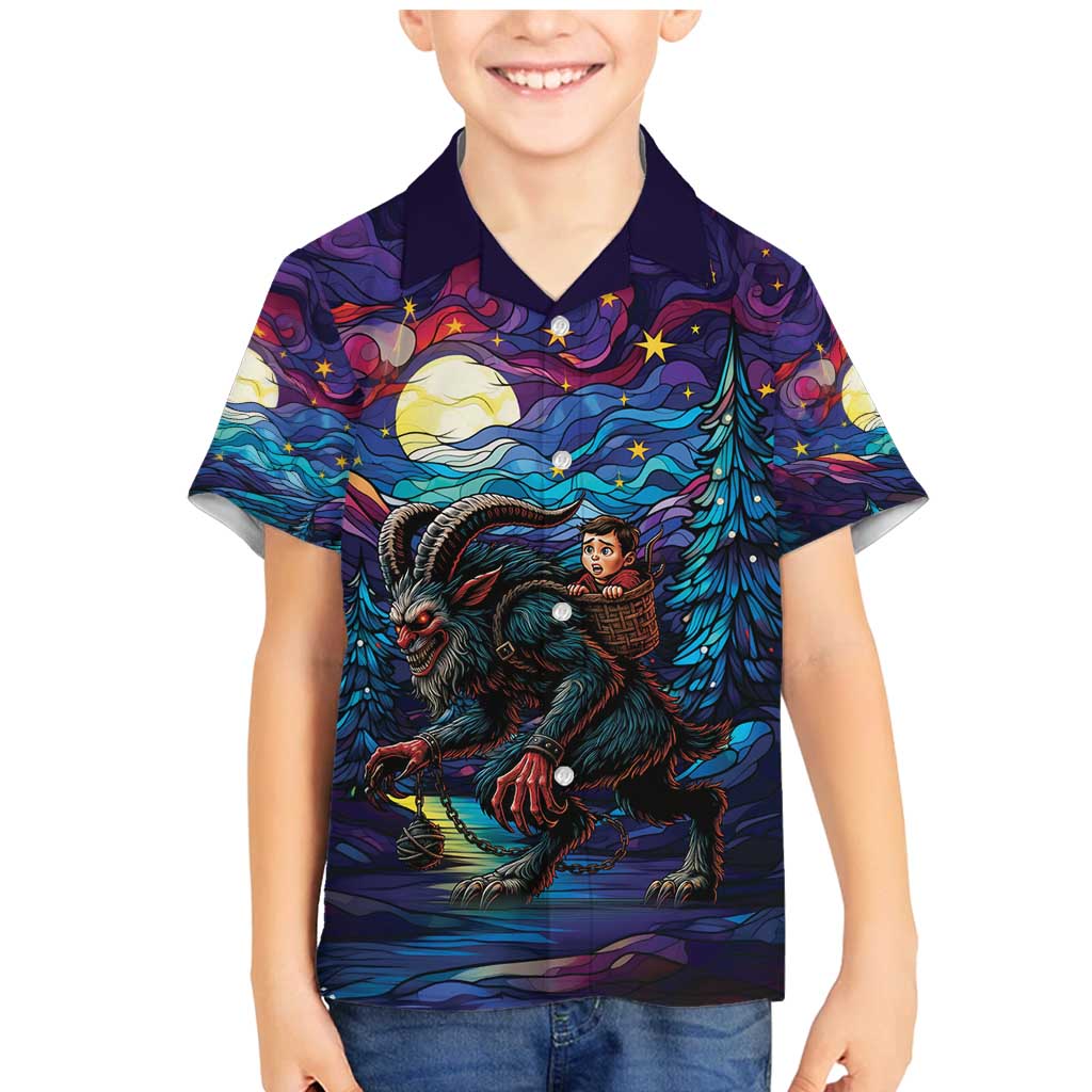 Stained Glass Krampus Family Matching Mermaid Dress and Hawaiian Shirt Gothic Christmas Myth - Wonder Print Shop