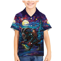 Stained Glass Krampus Family Matching Mermaid Dress and Hawaiian Shirt Gothic Christmas Myth - Wonder Print Shop