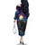 Stained Glass Krampus Family Matching Off The Shoulder Long Sleeve Dress and Hawaiian Shirt Gothic Christmas Myth - Wonder Print Shop