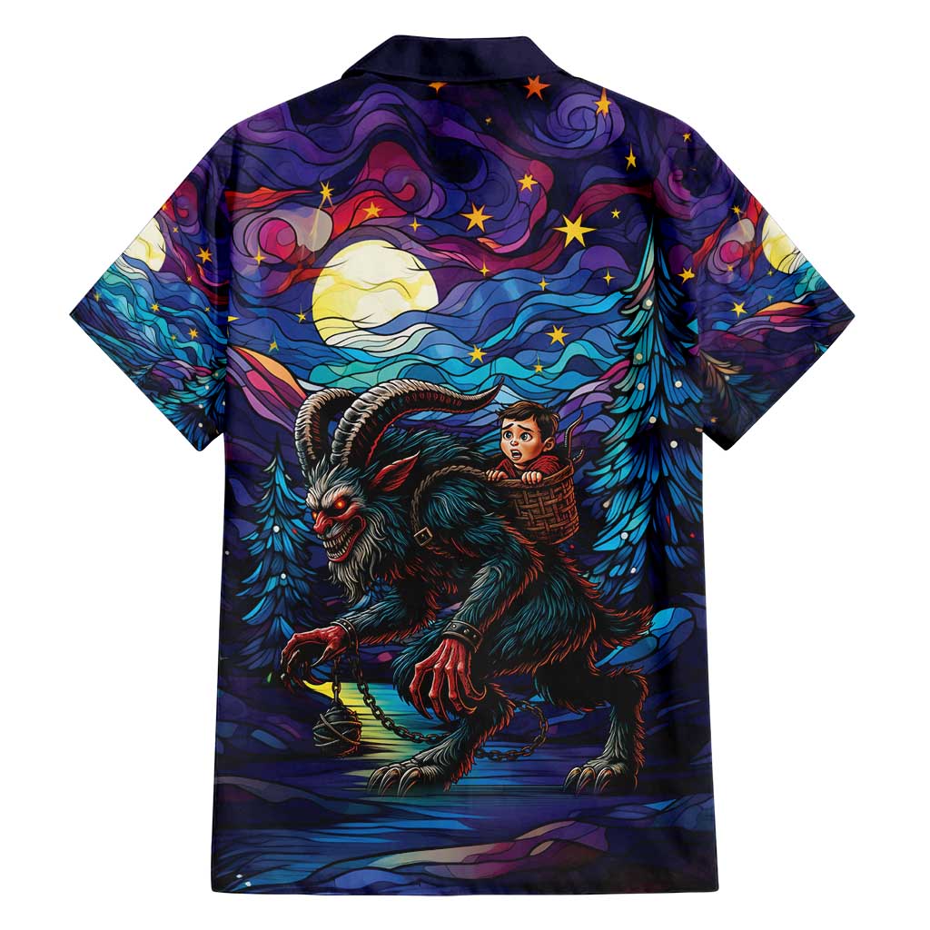 Stained Glass Krampus Family Matching Off Shoulder Maxi Dress and Hawaiian Shirt Gothic Christmas Myth - Wonder Print Shop