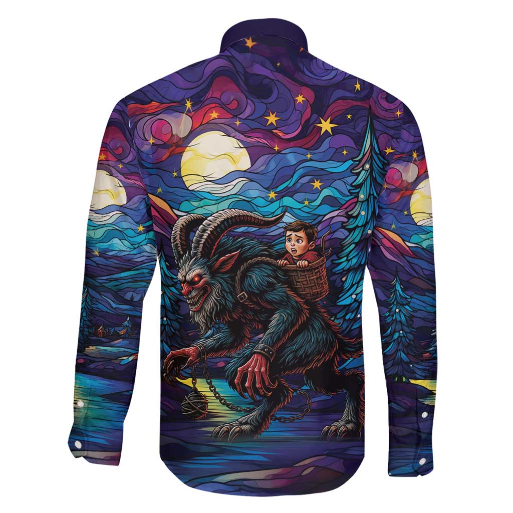 Stained Glass Krampus Family Matching Off Shoulder Short Dress and Hawaiian Shirt Gothic Christmas Myth - Wonder Print Shop