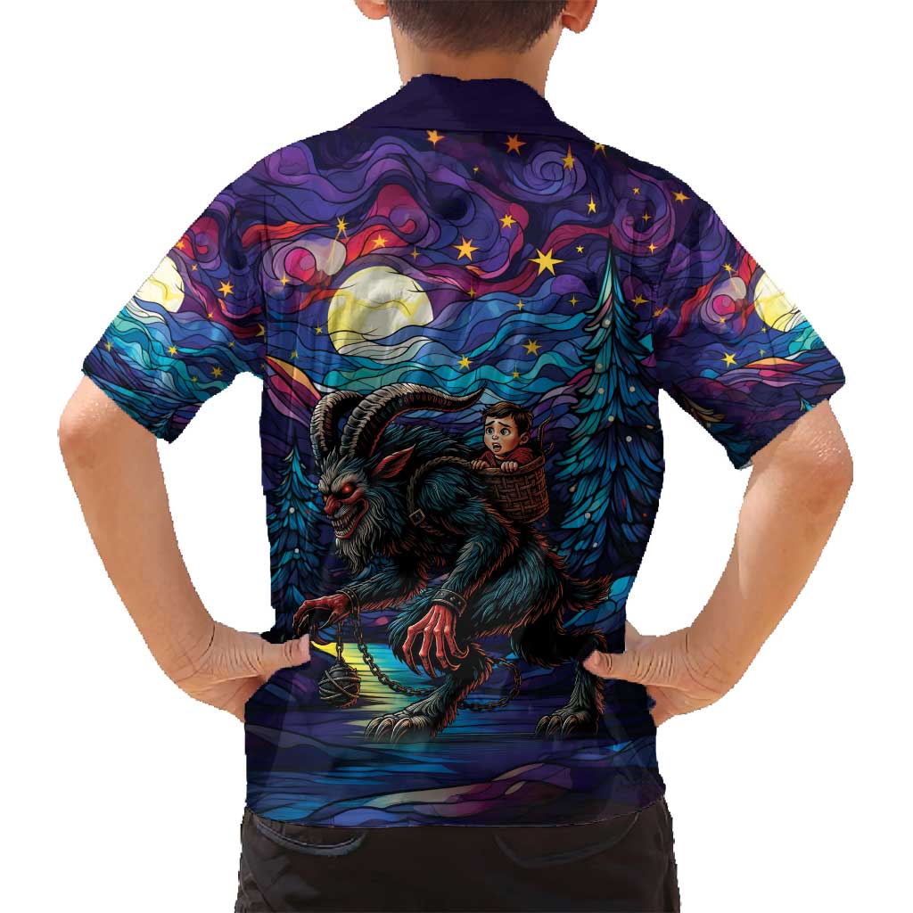 Stained Glass Krampus Family Matching Puletasi and Hawaiian Shirt Gothic Christmas Myth - Wonder Print Shop