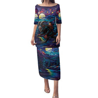 Stained Glass Krampus Family Matching Puletasi and Hawaiian Shirt Gothic Christmas Myth - Wonder Print Shop