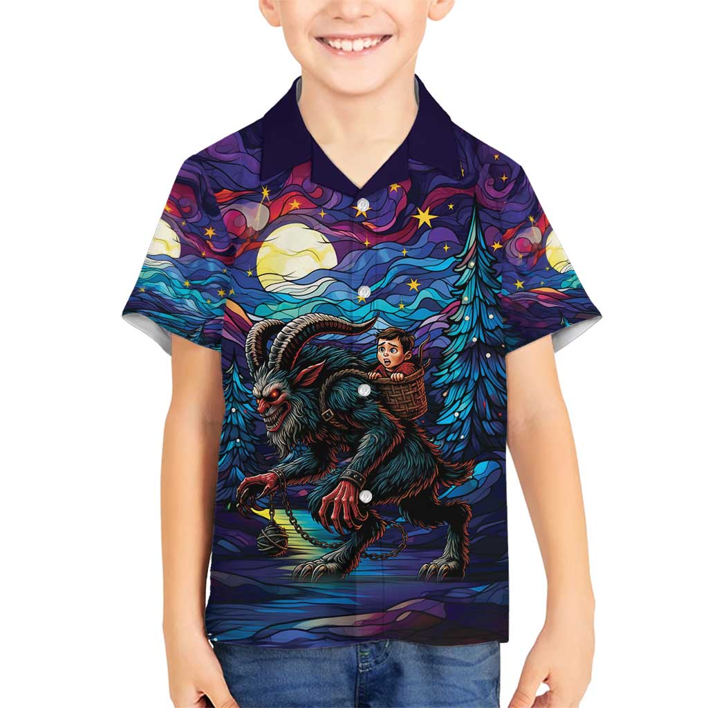 Stained Glass Krampus Family Matching Puletasi and Hawaiian Shirt Gothic Christmas Myth - Wonder Print Shop