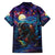 Stained Glass Krampus Family Matching Short Sleeve Bodycon Dress and Hawaiian Shirt Gothic Christmas Myth - Wonder Print Shop