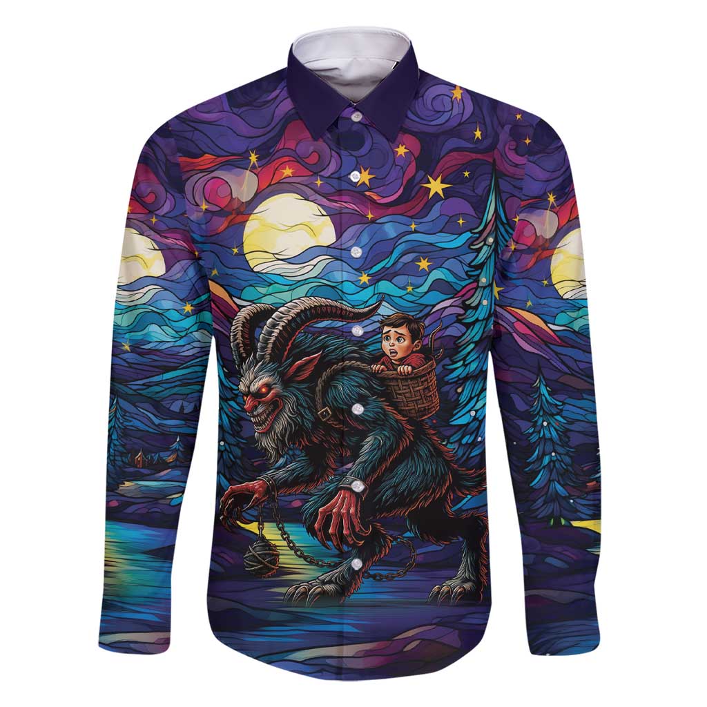 Stained Glass Krampus Family Matching Short Sleeve Bodycon Dress and Hawaiian Shirt Gothic Christmas Myth - Wonder Print Shop