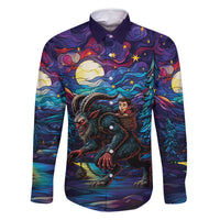 Stained Glass Krampus Family Matching Summer Maxi Dress and Hawaiian Shirt Gothic Christmas Myth - Wonder Print Shop