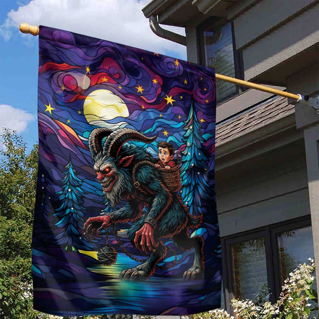 Stained Glass Krampus Garden Flag Gothic Christmas Myth - Wonder Print Shop
