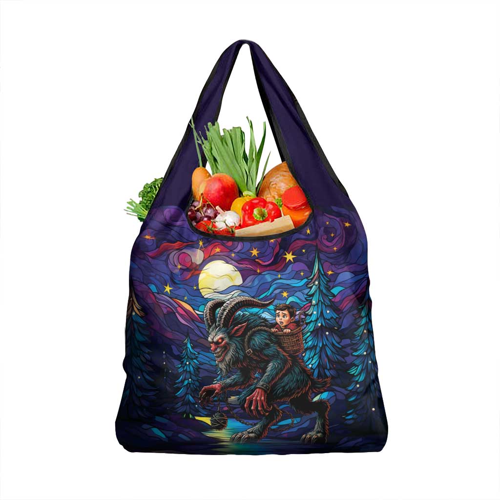 Stained Glass Krampus Grocery Bag Gothic Christmas Myth - Wonder Print Shop