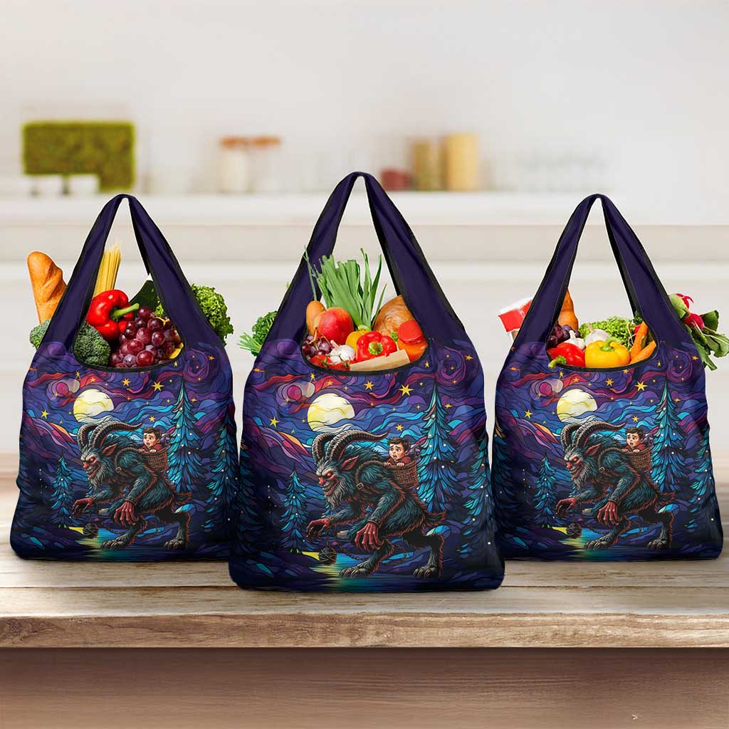 Stained Glass Krampus Grocery Bag Gothic Christmas Myth - Wonder Print Shop