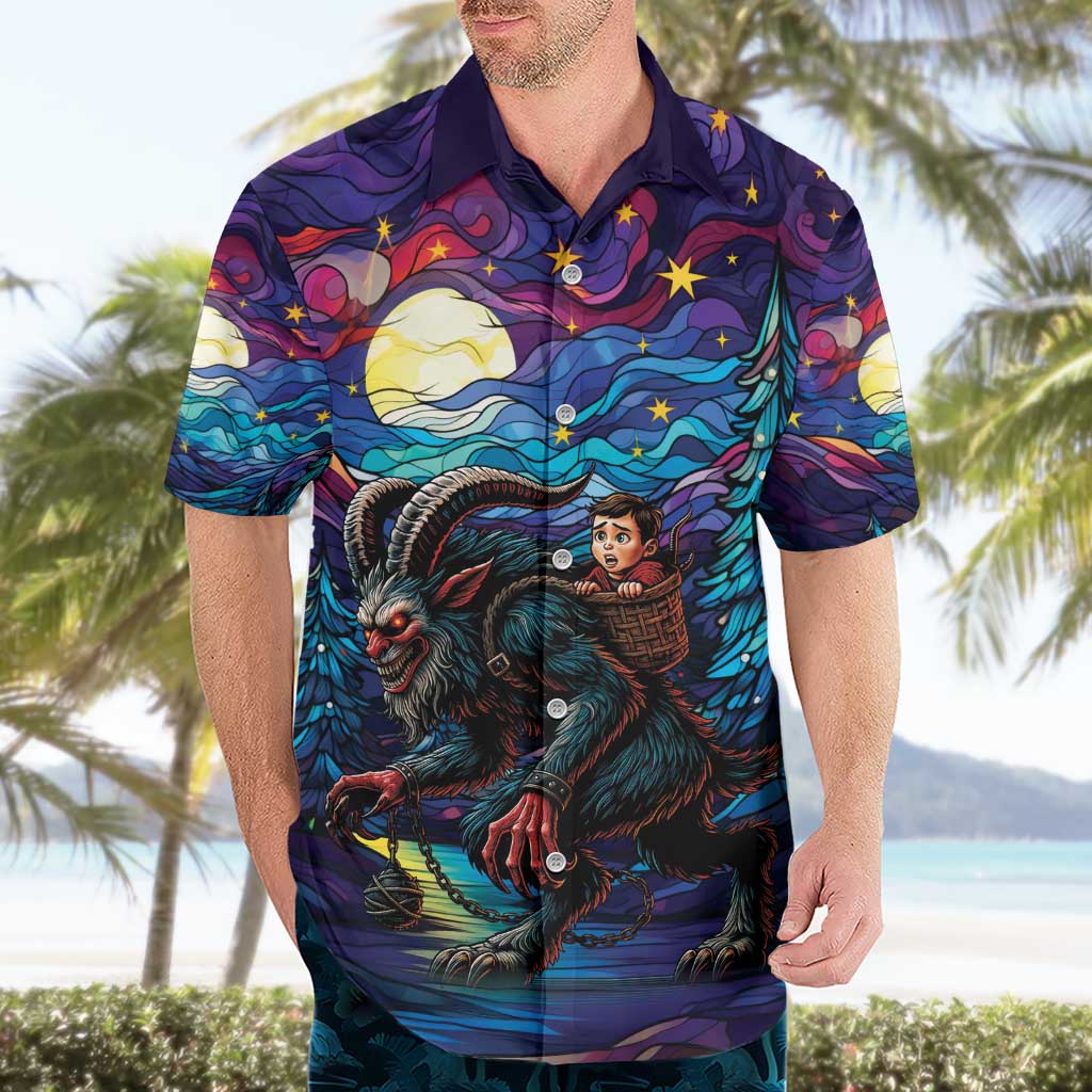 Stained Glass Krampus Hawaiian Shirt Gothic Christmas Myth - Wonder Print Shop