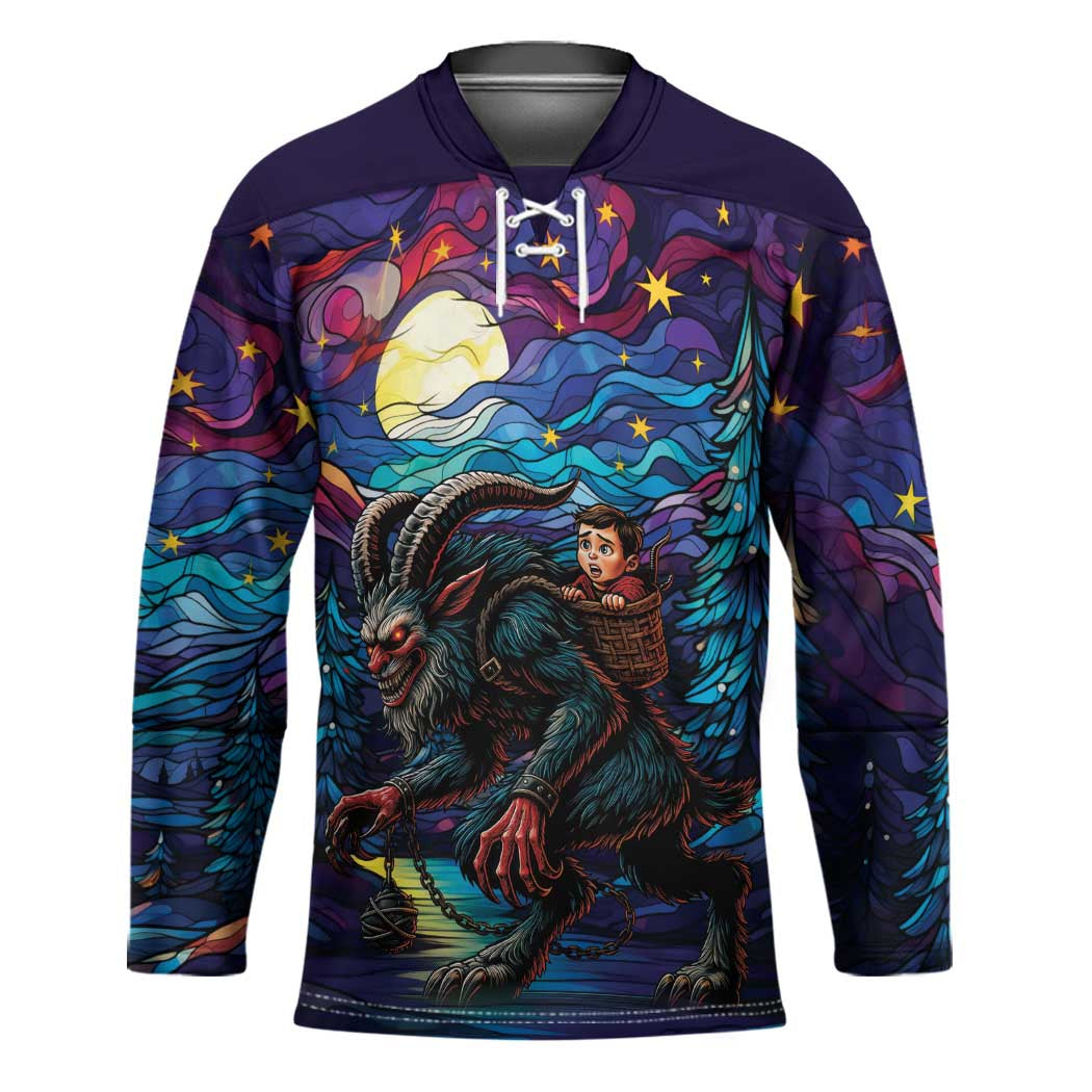 Stained Glass Krampus Hockey Jersey Gothic Christmas Myth - Wonder Print Shop