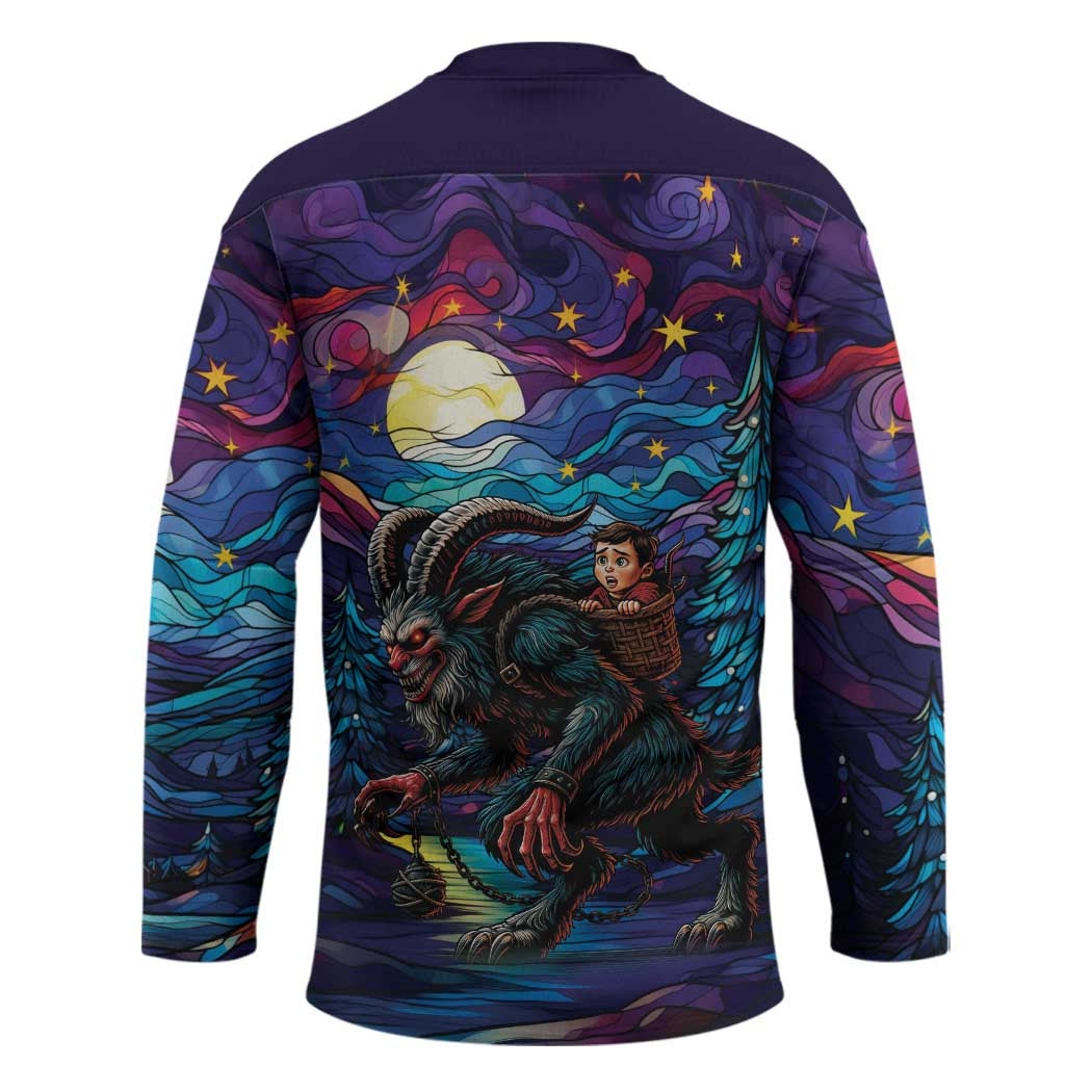 Stained Glass Krampus Hockey Jersey Gothic Christmas Myth - Wonder Print Shop