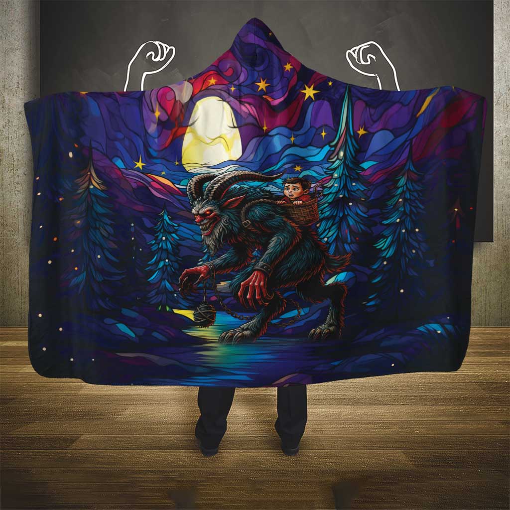 Stained Glass Krampus Hooded Blanket Gothic Christmas Myth - Wonder Print Shop