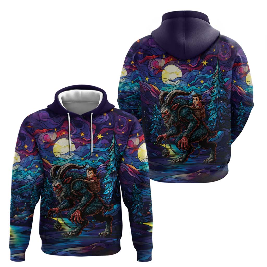 Stained Glass Krampus Hoodie Gothic Christmas Myth - Wonder Print Shop