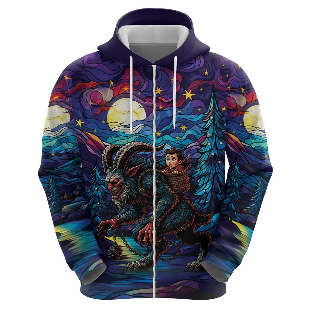 Stained Glass Krampus Hoodie Gothic Christmas Myth - Wonder Print Shop