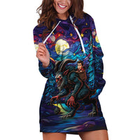 Stained Glass Krampus Hoodie Dress Gothic Christmas Myth - Wonder Print Shop