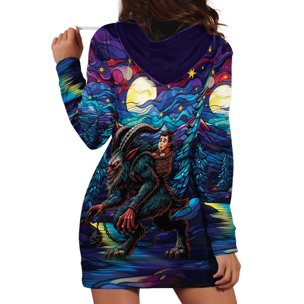 Stained Glass Krampus Hoodie Dress Gothic Christmas Myth - Wonder Print Shop