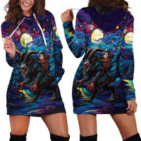 Stained Glass Krampus Hoodie Dress Gothic Christmas Myth - Wonder Print Shop