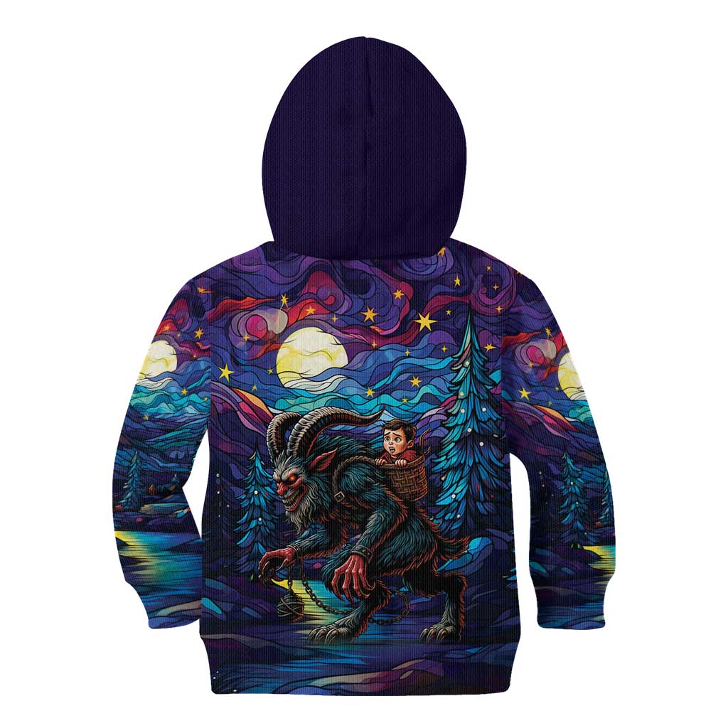 Stained Glass Krampus Kid Hoodie Gothic Christmas Myth - Wonder Print Shop