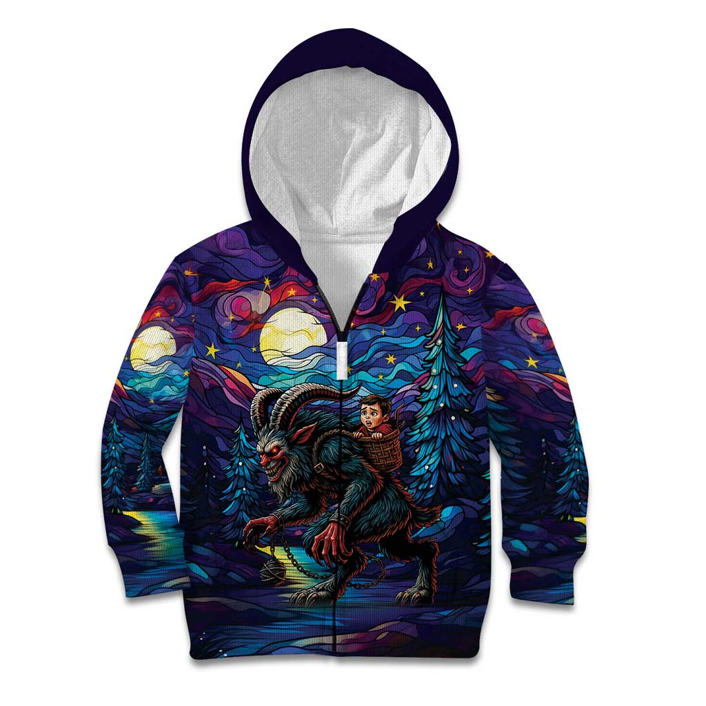 Stained Glass Krampus Kid Hoodie Gothic Christmas Myth - Wonder Print Shop