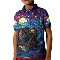 Stained Glass Krampus Kid Polo Shirt Gothic Christmas Myth - Wonder Print Shop