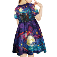 Stained Glass Krampus Kid Short Sleeve Dress Gothic Christmas Myth - Wonder Print Shop