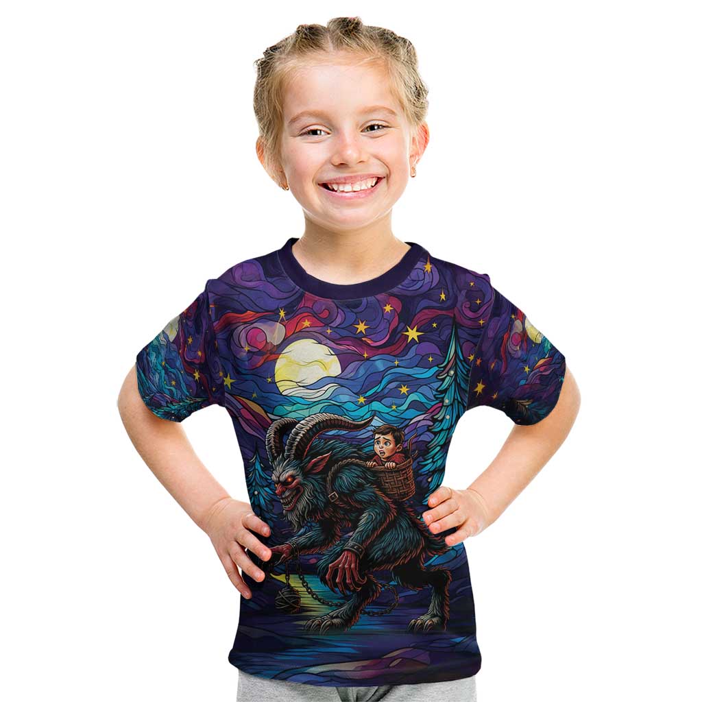 Stained Glass Krampus Kid T Shirt Gothic Christmas Myth - Wonder Print Shop