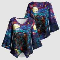 Stained Glass Krampus Kimono Sleeve Blouse Gothic Christmas Myth - Wonder Print Shop