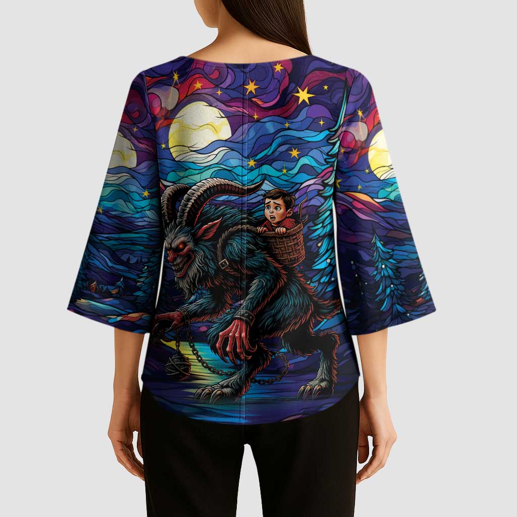 Stained Glass Krampus Kimono Sleeve Blouse Gothic Christmas Myth - Wonder Print Shop