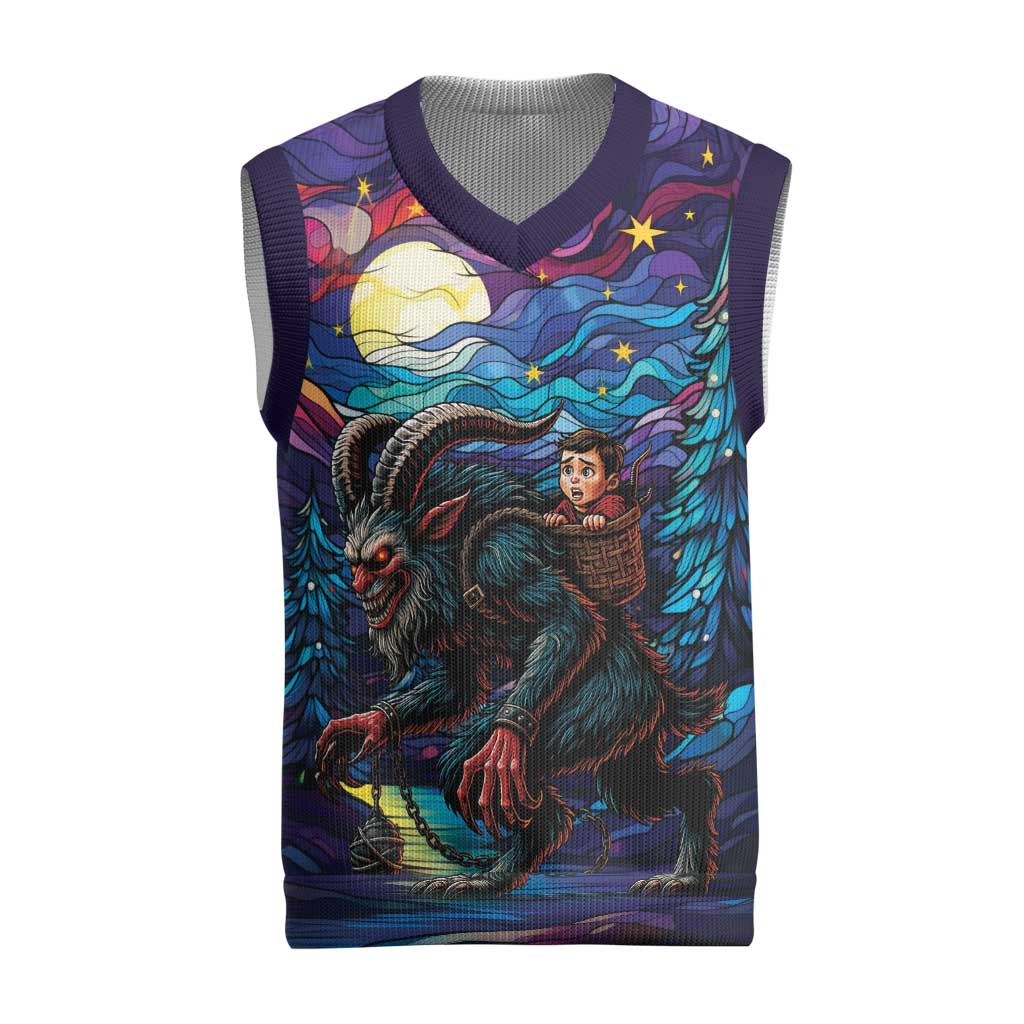 Stained Glass Krampus Christmas Knitted V-Neck Vest Gothic Christmas Myth - Wonder Print Shop