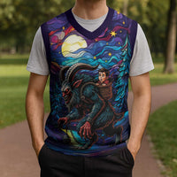 Stained Glass Krampus Christmas Knitted V-Neck Vest Gothic Christmas Myth - Wonder Print Shop