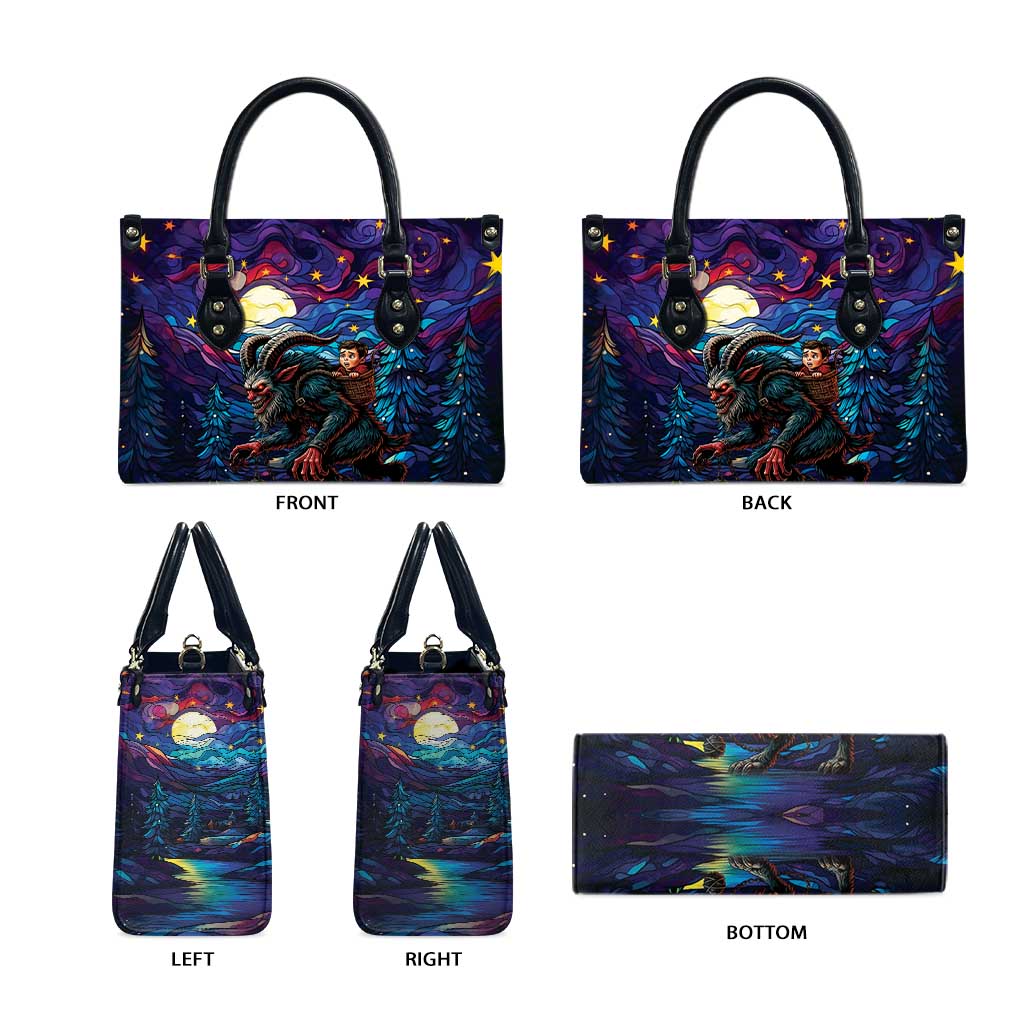 Stained Glass Krampus Leather Bag Gothic Christmas Myth - Wonder Print Shop