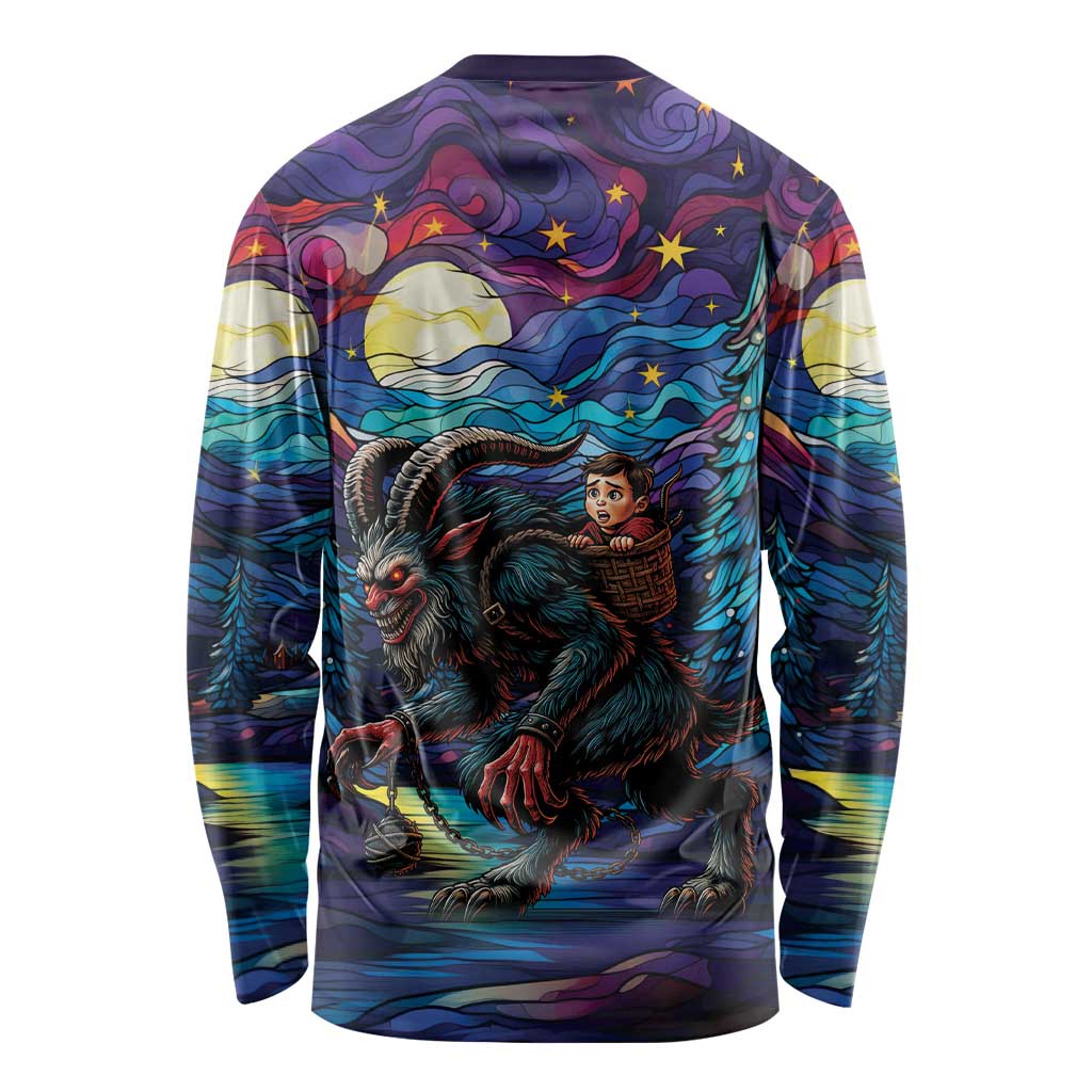 Stained Glass Krampus Long Sleeve Shirt Gothic Christmas Myth - Wonder Print Shop