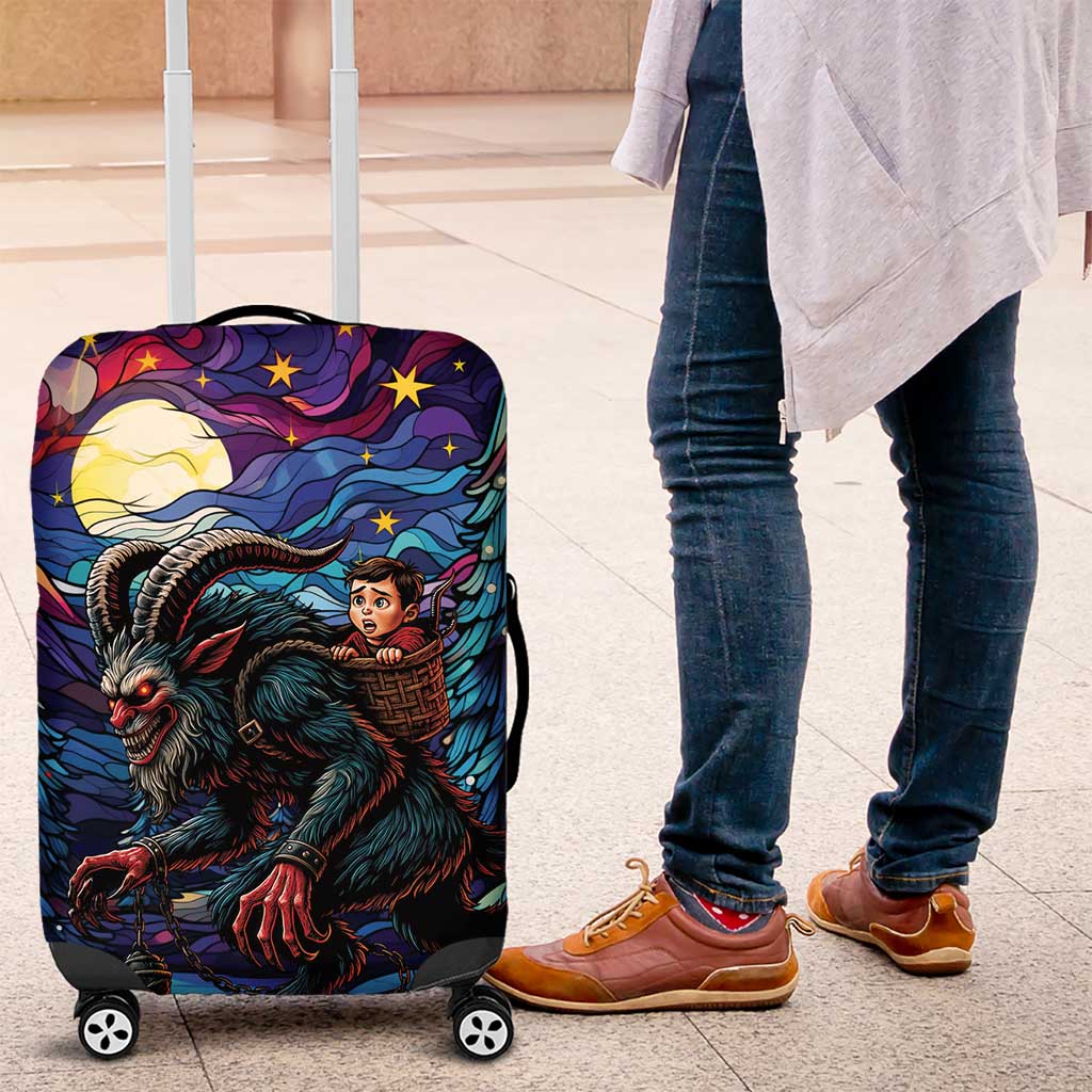 Stained Glass Krampus Luggage Cover Gothic Christmas Myth - Wonder Print Shop