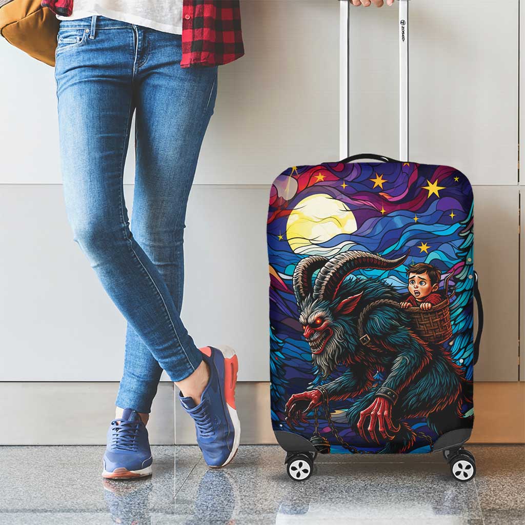 Stained Glass Krampus Luggage Cover Gothic Christmas Myth - Wonder Print Shop