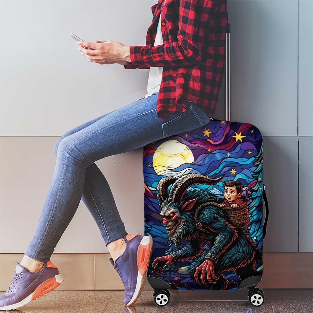 Stained Glass Krampus Luggage Cover Gothic Christmas Myth - Wonder Print Shop