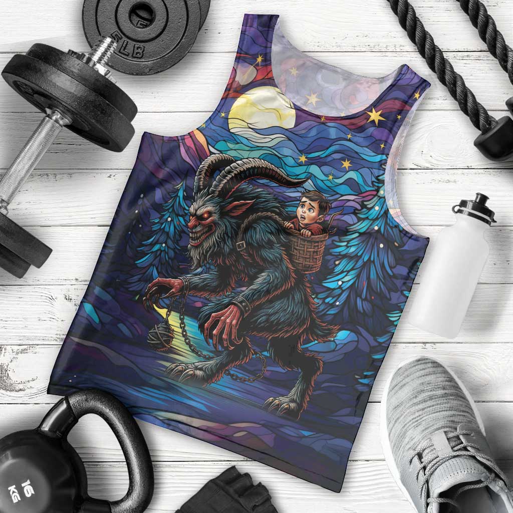 Stained Glass Krampus Men Tank Top Gothic Christmas Myth - Wonder Print Shop