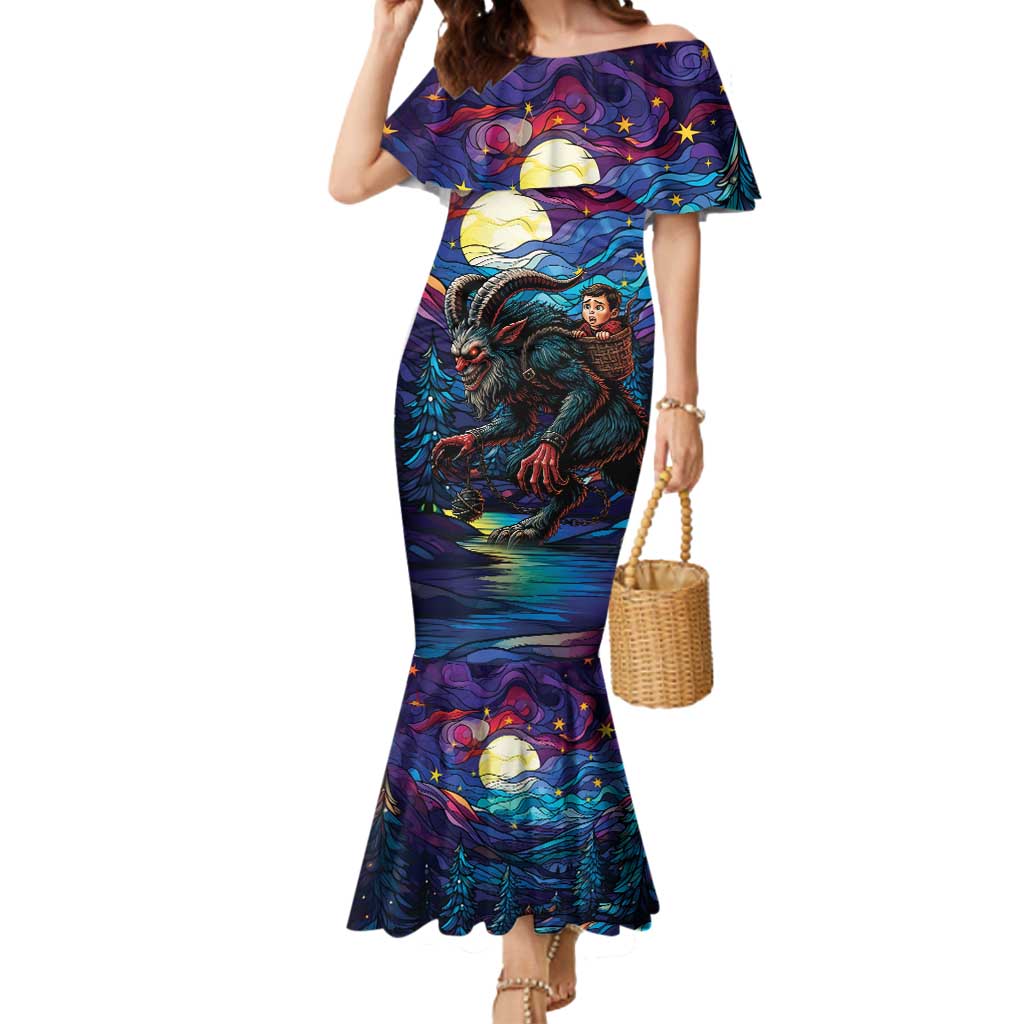 Stained Glass Krampus Mermaid Dress Gothic Christmas Myth - Wonder Print Shop