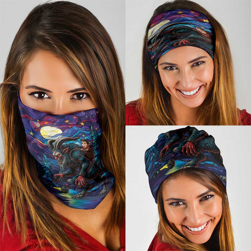 Stained Glass Krampus Neck Gaiter Gothic Christmas Myth - Wonder Print Shop