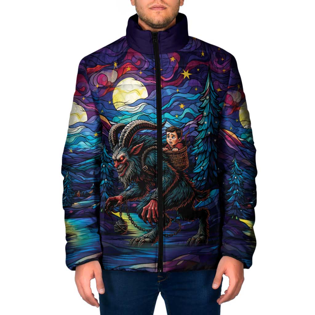 Stained Glass Krampus Padded Jacket Gothic Christmas Myth - Wonder Print Shop