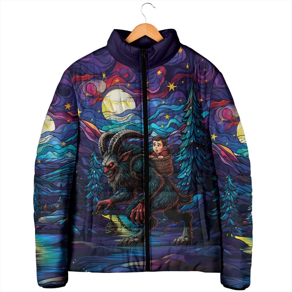 Stained Glass Krampus Padded Jacket Gothic Christmas Myth - Wonder Print Shop
