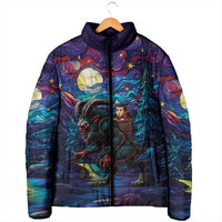 Stained Glass Krampus Padded Jacket Gothic Christmas Myth - Wonder Print Shop