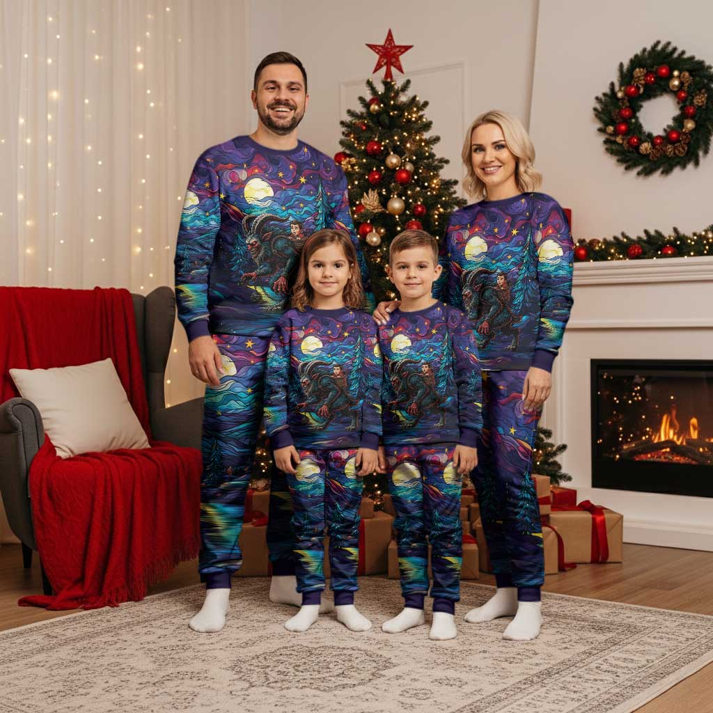 Stained Glass Krampus Christmas Pajama Set Gothic Christmas Myth - Wonder Print Shop