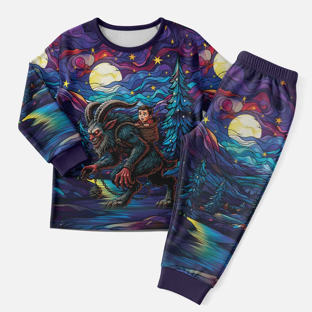 Stained Glass Krampus Christmas Pajama Set Gothic Christmas Myth - Wonder Print Shop