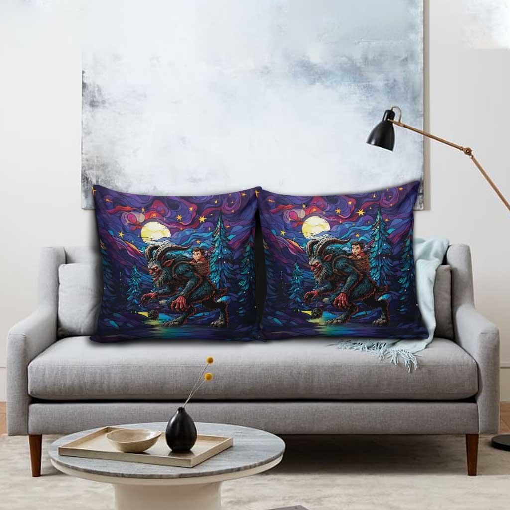 Stained Glass Krampus Pillow Cover Gothic Christmas Myth - Wonder Print Shop
