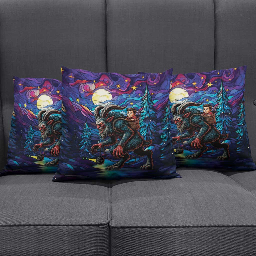 Stained Glass Krampus Pillow Cover Gothic Christmas Myth - Wonder Print Shop