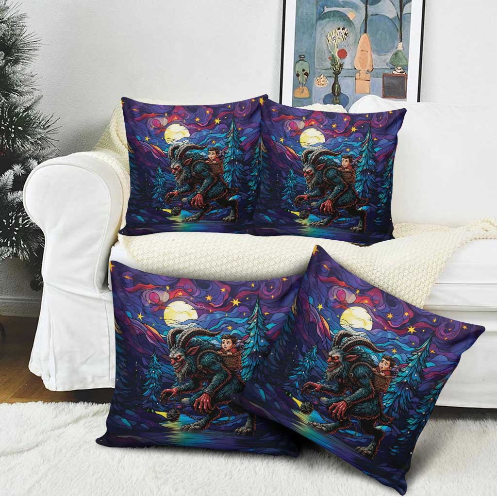 Stained Glass Krampus Pillow Cover Gothic Christmas Myth - Wonder Print Shop